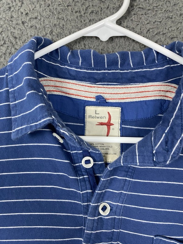Relwen Jersey Stripe Polo Mens Large Blue Lightweight Durable gallery