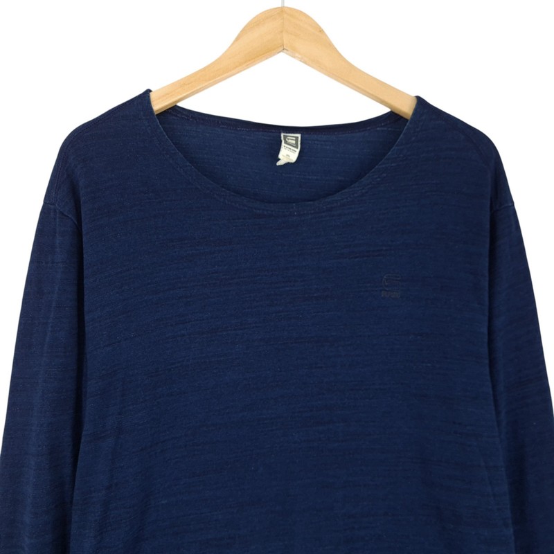 G-Star Herren Pullover Sweater Blau Baumwolle Rundhals Regular Langarm Größe L gallery