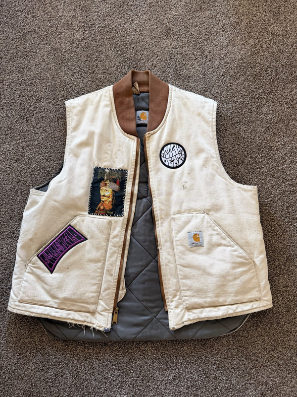 Vintage Carhartt Vest Metal Patches Sz L Death Graveland Electric Wizard