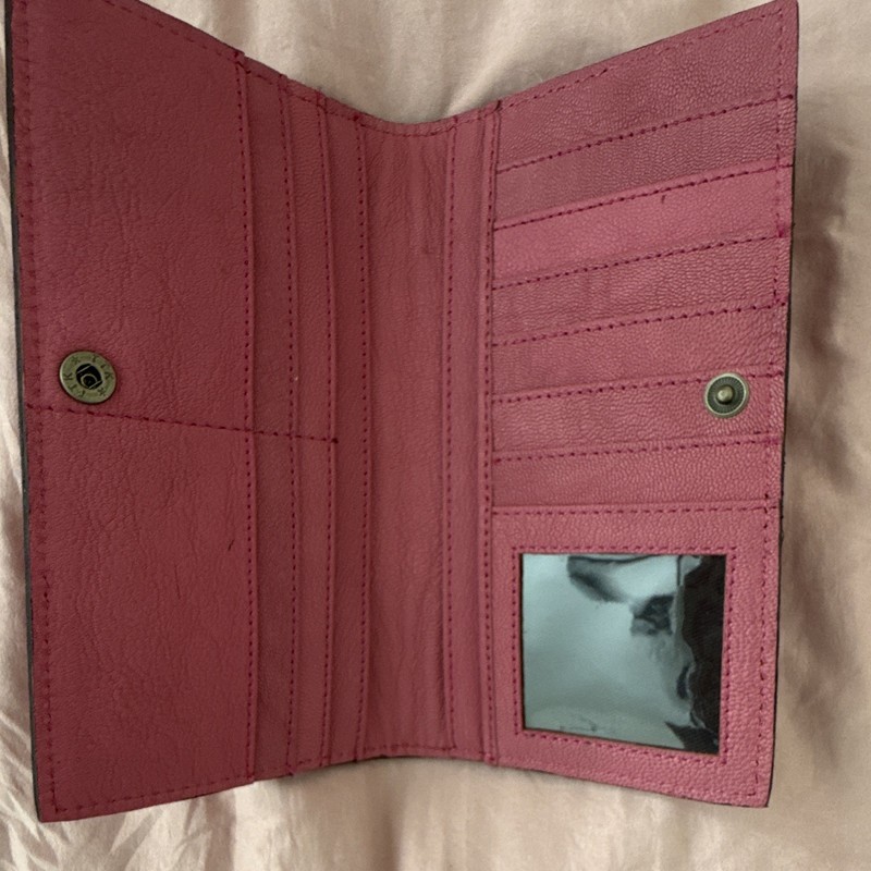 Pink Tooled Floral Checkbook Bi-Fold Wallet w/ Snap Closure & ID Window gallery