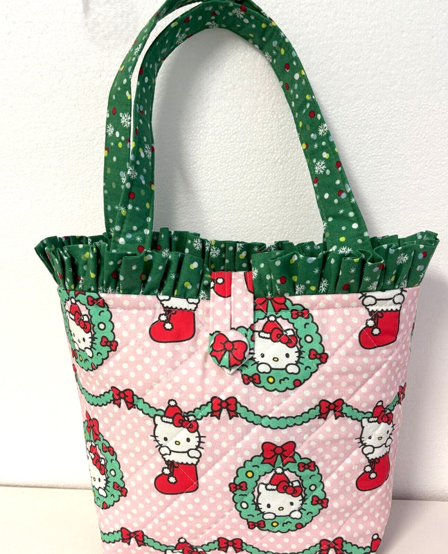 NEW Handmade Tote Purse bag Wreath Stocking Hello Kitty pink faffygiraffe