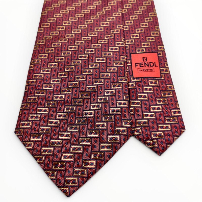 FENDI Silk Tie Zucca Pattern Red Unused Classic Accessory