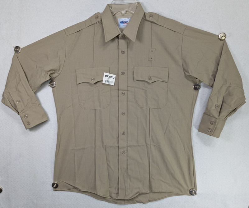 Elbeco Tex-Trop Uniform Shirt Button Up Short Sleeve Workwear Beige Size 17-32