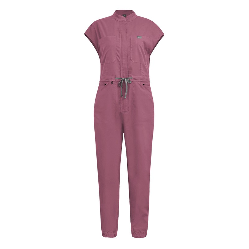 NiaaHinn Unisex Medical Jumpsuit Short Sleeve Scrub Coverall with Cargo Pockets