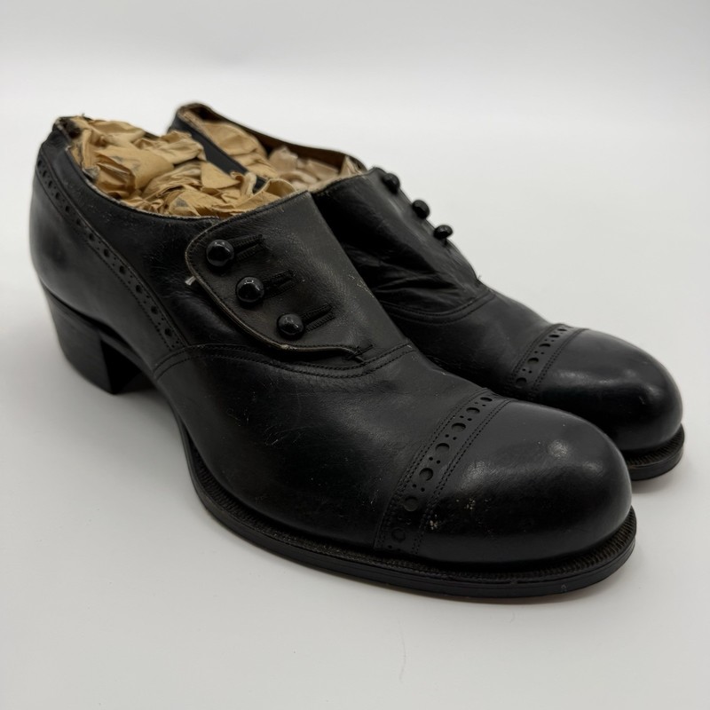 Antique 1900s 1910s 1920s Black Button Up Formal Shoes Hamilton Brown Victorian gallery