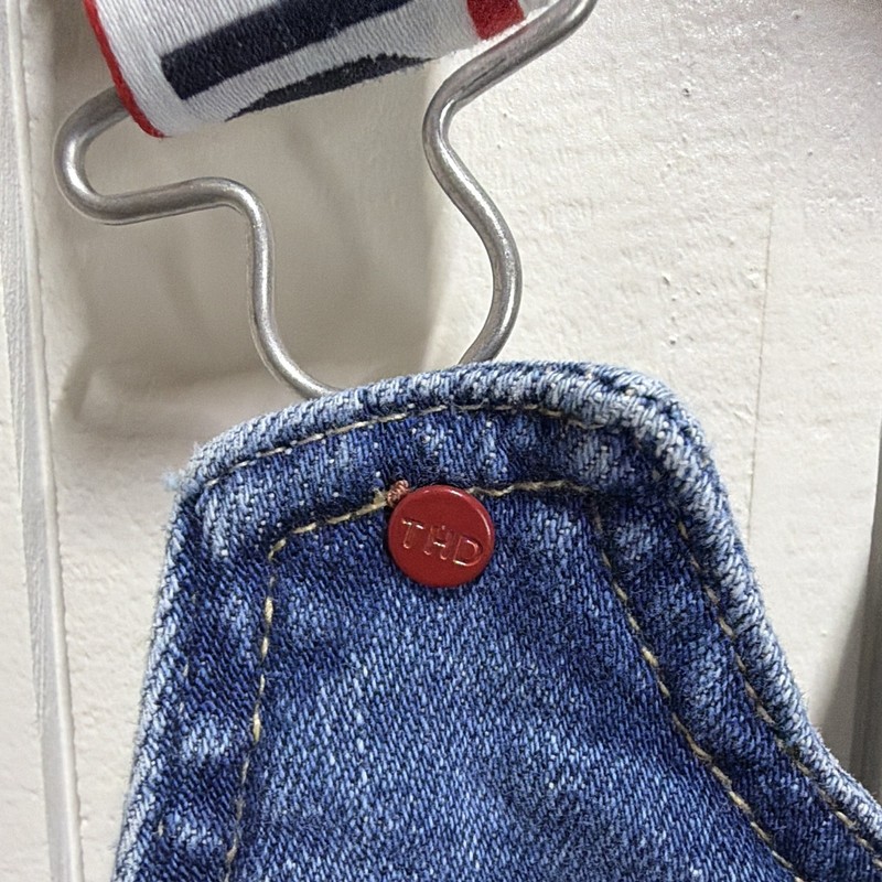 Tommy Hilfiger Denim Blue Solid Overall Pinafore Dress XXS Sleeveless Pockets gallery