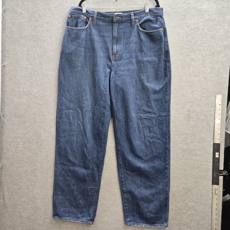Madewell Women Jeans 33 Blue Denim Cotton Hemp Baggy Straight Relaxed
