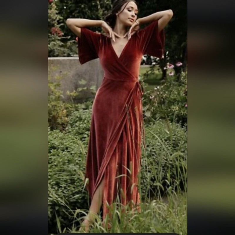BALTIC BORN Orange Asymmetrical Sundress with Plunge Neckline