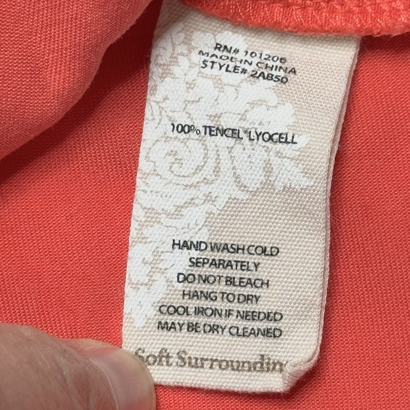 Soft Surroundings Size Small Coral Takara 100% Tencel Pullover Top Shirt Blouse gallery