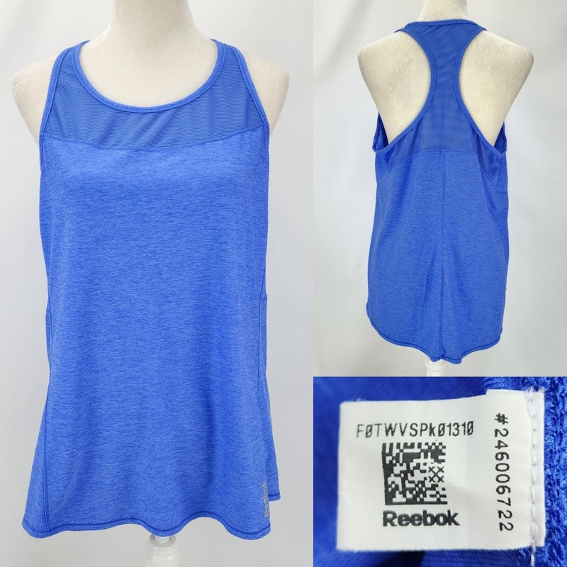 Reebok Womens XL 38″ Bust Blue Mesh Upper Neck & Racer Back Athletic Tank Top