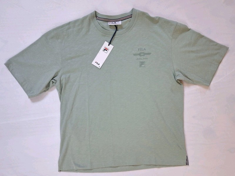FILA Biella Italia Heritage Shore Line Box Tee Shirt Nautical Sage Medium Rare
