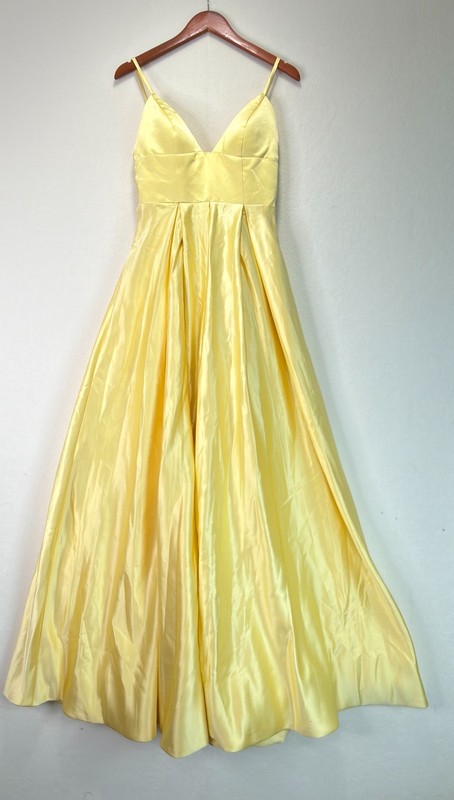 Yellow Satin Formal Gown Maxi Dress