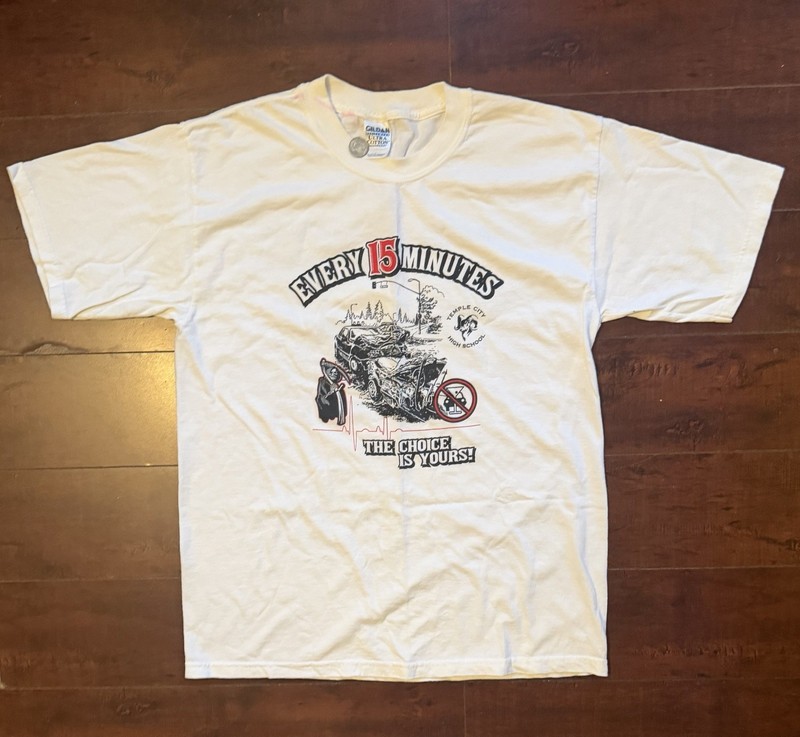 Vintage 90’s school PSA drunk driving awareness T-shirt double sided graphic L/M