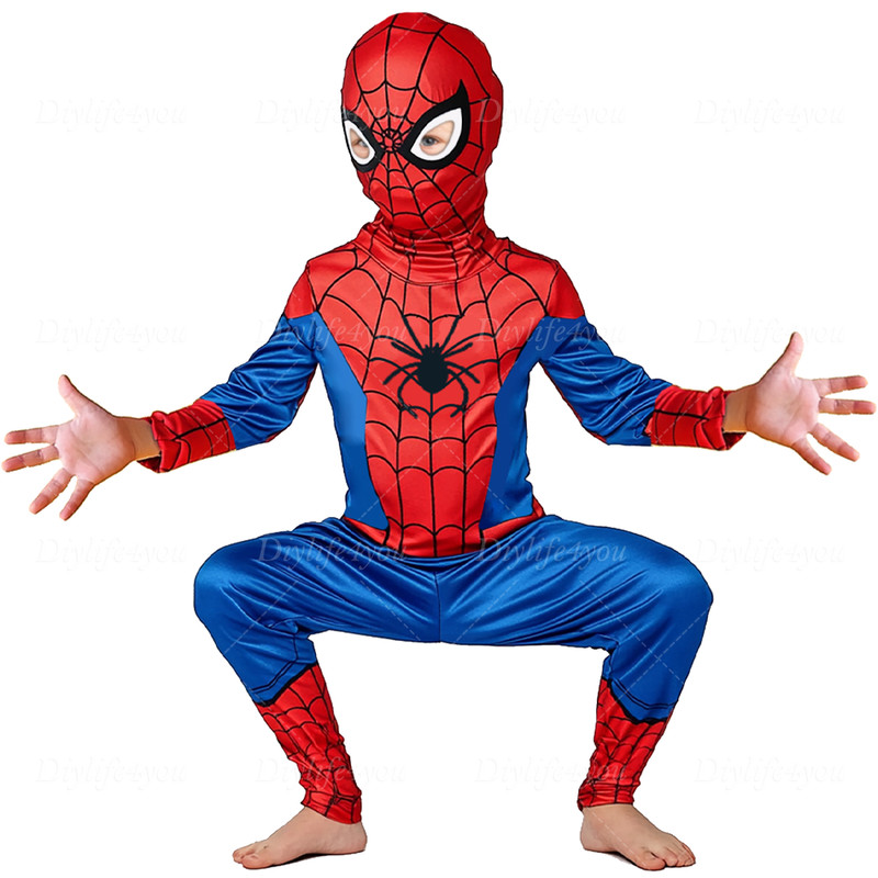3-7Age Kids SpiderMan Cosplay Costume Boys Tobey Maguire Outfit Jumpsuit Clothes gallery
