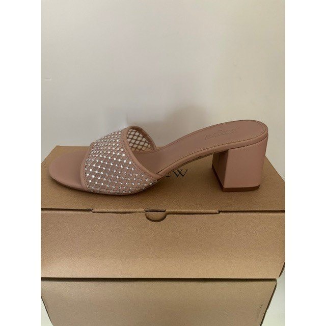 J.Crew Crystal Mesh Block Heel Slide Sandals Blush Pink Size 9.5 Mules