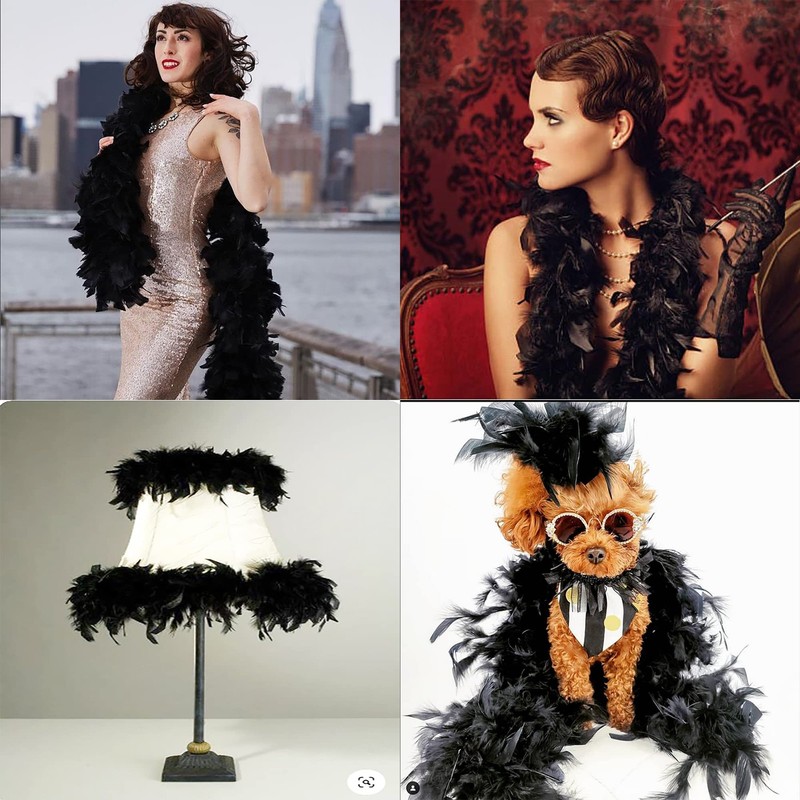 Larryhot Black Fluffy Feathers Boa - 80g 2Yards Boas for 80g, gallery