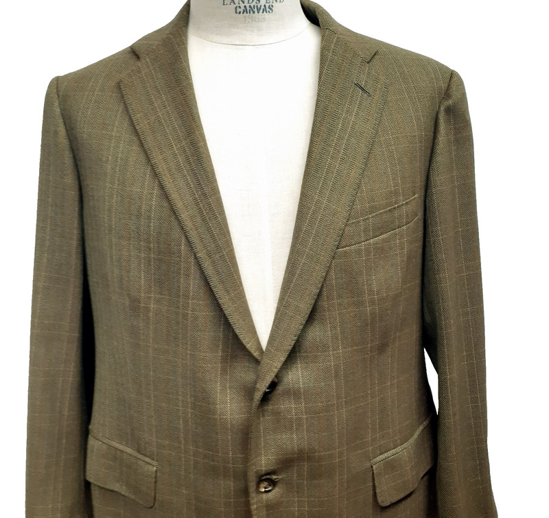 BESPOKE Martin Greenfield US 44 45 46 R Wool Blazer Sport Coat Green Jacket Mens