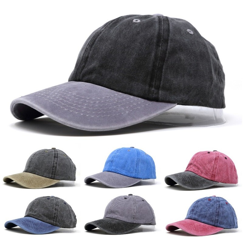 Washed Cotton Curved Brim Baseball Cap Demin Summer Army Hat Adjustable Sun Cap