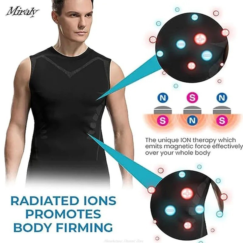 Men Compression Shirt Version Ionic Shaping Sleeveless Vest Sport Tank Top S-2XL gallery