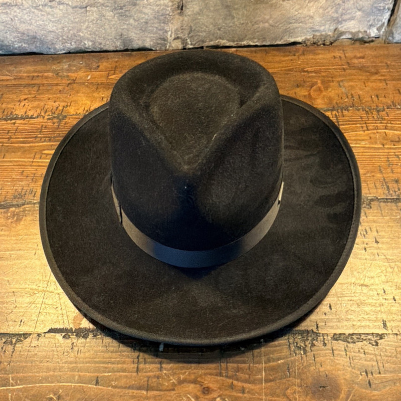 GIGI PIP Solid Fedora Hat Black Lined Unisex Adults Size 55 XS