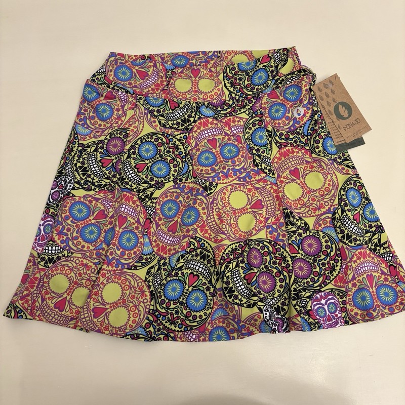 DonaJo Womens 2 Medium Sugar Skull Tennis Athletic Skort Skirt Built in Shorts