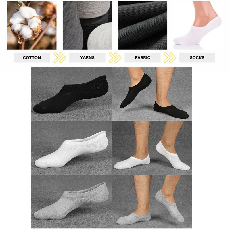 3-12 Pairs Men Invisible No Show Nonslip Loafer Low Cut Solid Cotton Socks 9-13 gallery