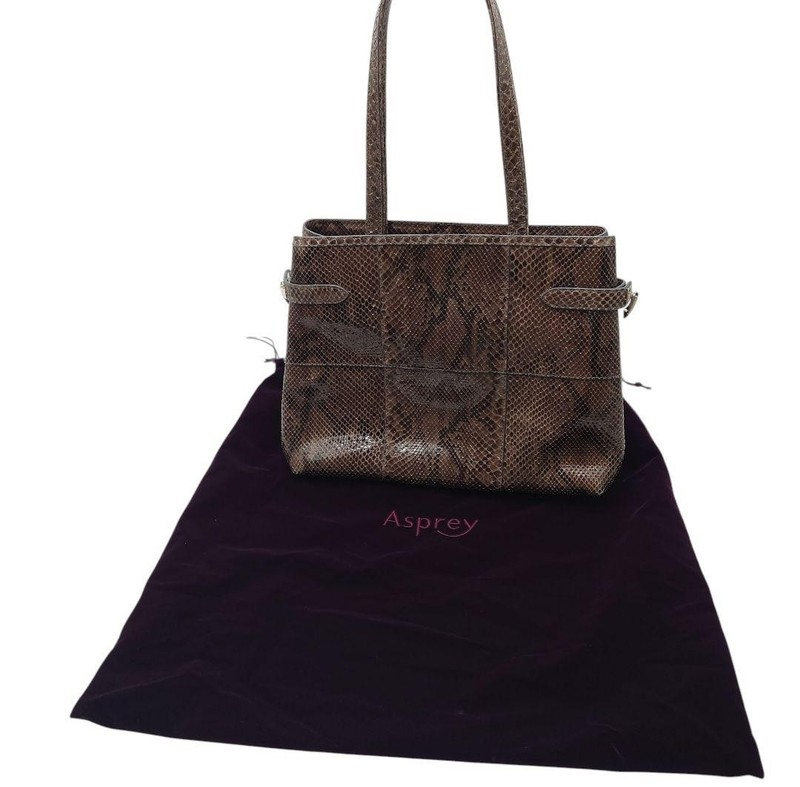 Authentic ASPREY Leather Handbag Silver Hardware With Storage Bag Pre-owned JPN