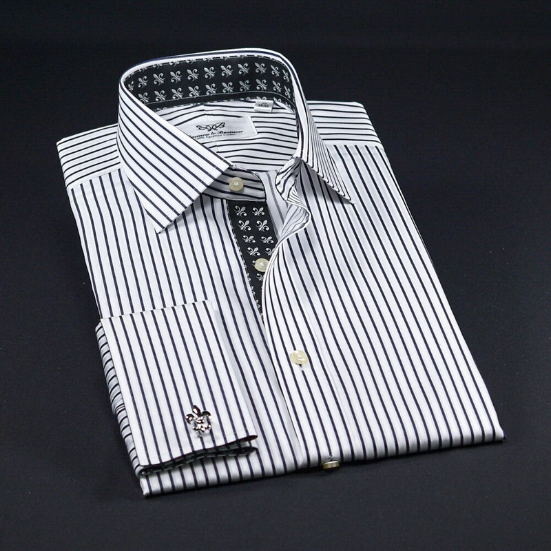 Black Stripe Unique Designed With Black Fleur-de-lis Inner Lining Business Shir gallery