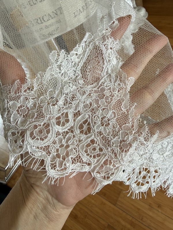Twigs And Honey Silk And Lace Trim Wedding Veil - Style #222 gallery