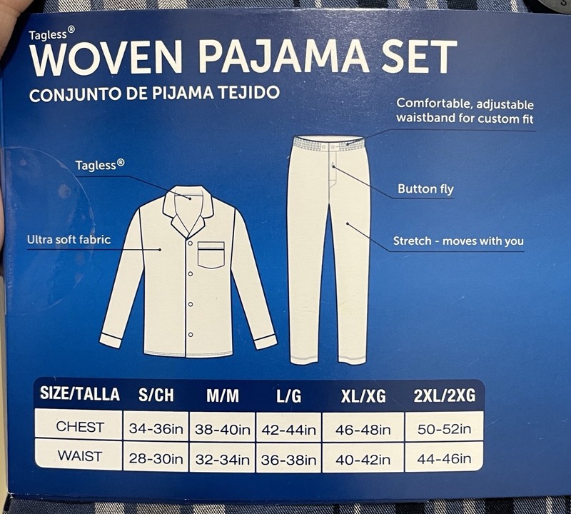 Hanes Men Stretch Woven Long Sleeve Shirt & Pants PJ Set Solid Or Plaid In Blue gallery
