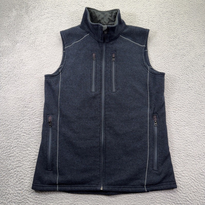 KUHL Interceptr Fleece Vest Mens Medium Gray Full Zip Outdoor Hiking Gorpcore