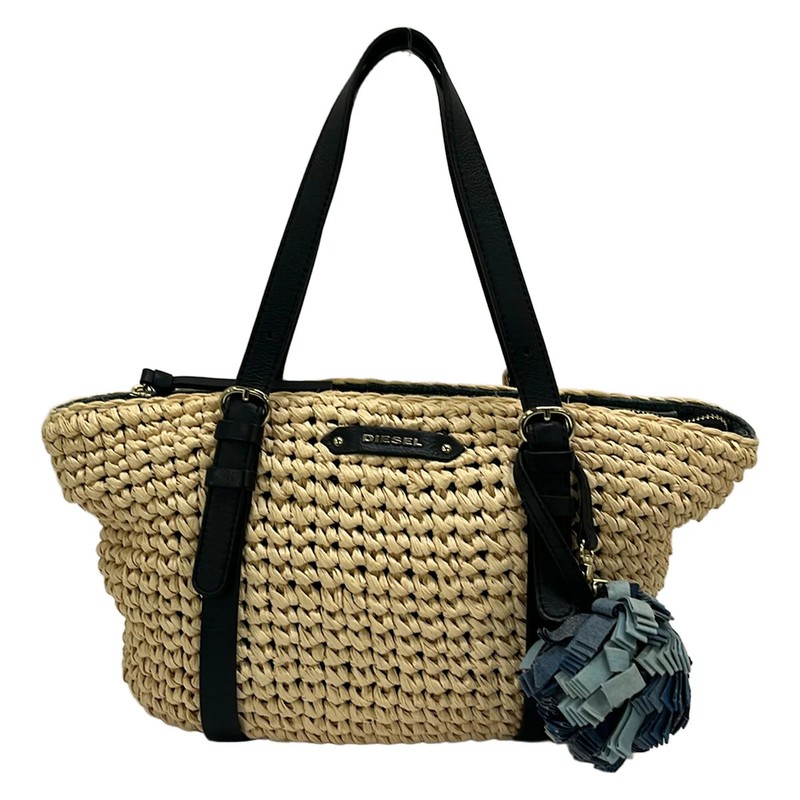 DIESEL Cream Black Other Fiber (paper) Cotton Leather Polyurethane Handbag