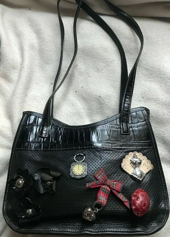 BRIGHTON LADY BUG FLOWERS HEART Time Piece Bodice +Antique look VINTAGE HandBag