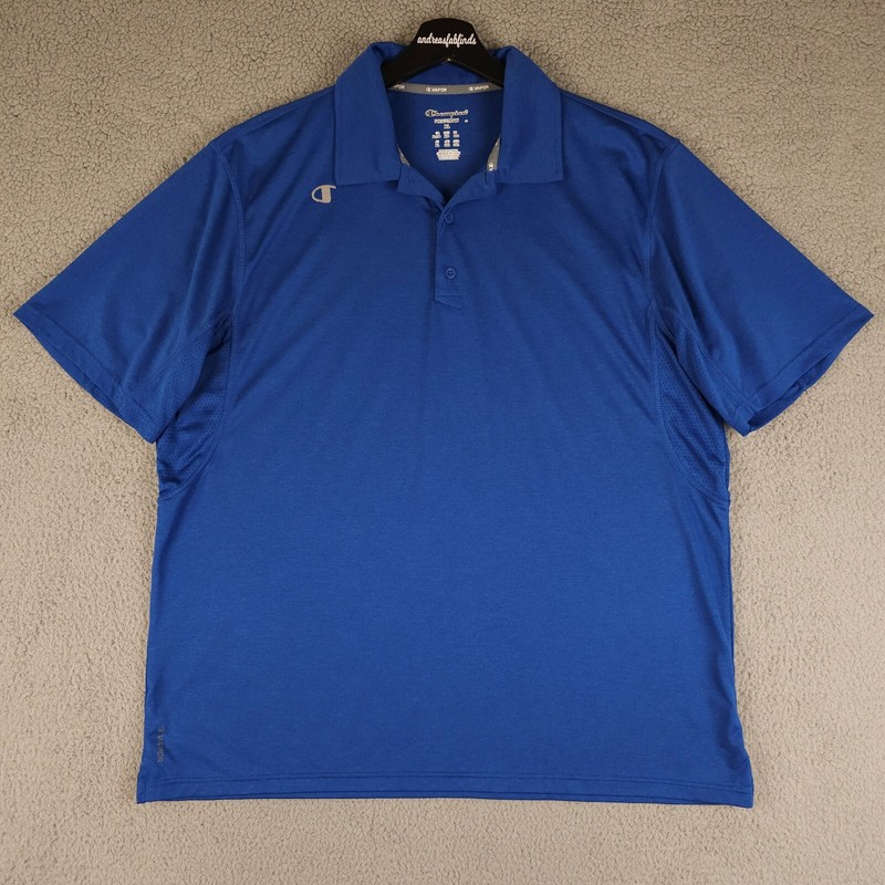 Champion Polo Shirt Mens XL Blue Vapor Powertrain Performance Vented Golf Active