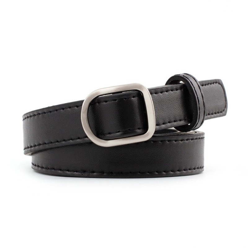 Women Skinny Metal Buckle Faux Leather Adjustable Belt Jeans Dress Waistband