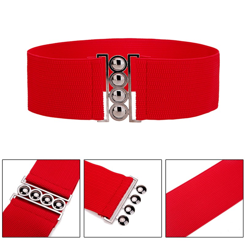 Womens Fashion Elastic Cinch Belt 3" Wide Stretch Waist Band Clasp Buckle gallery