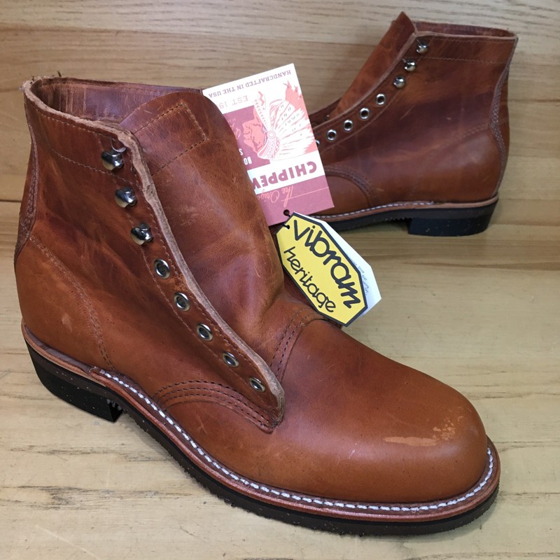 READ Chippewa Original 4353TAN Saddle Brown Mens Sz 7 D Boots Vibram Heritage