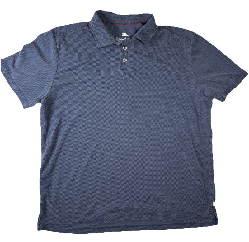 Tommy Bahama Polo Blue Tencel Modal Blend Classic Comfort Short Sleeve Shirt LG