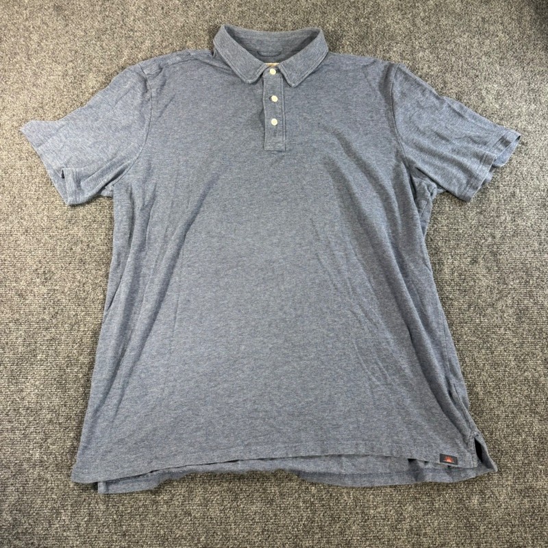 Faherty Mens Pima Cotton Modal Blend Short Sleeve Polo Shirt Blue XL Heathered