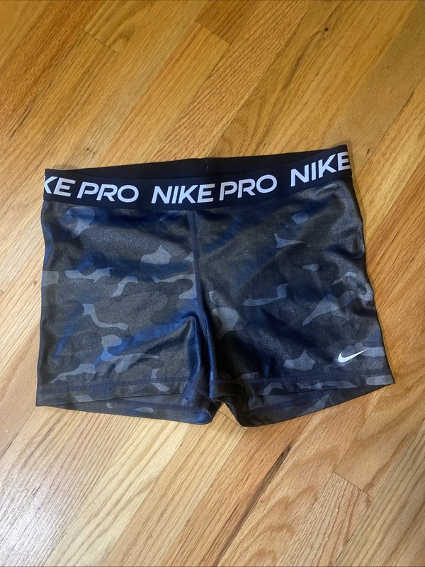 Nike Pro Camo Compression Shorts Dri-FIT Athletic Black Women Large Bin G-200