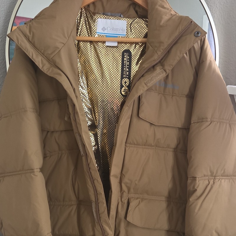 Columbia Omni-Heat Insulated Tan Puffer Jacket Full Zip Men’s Size L