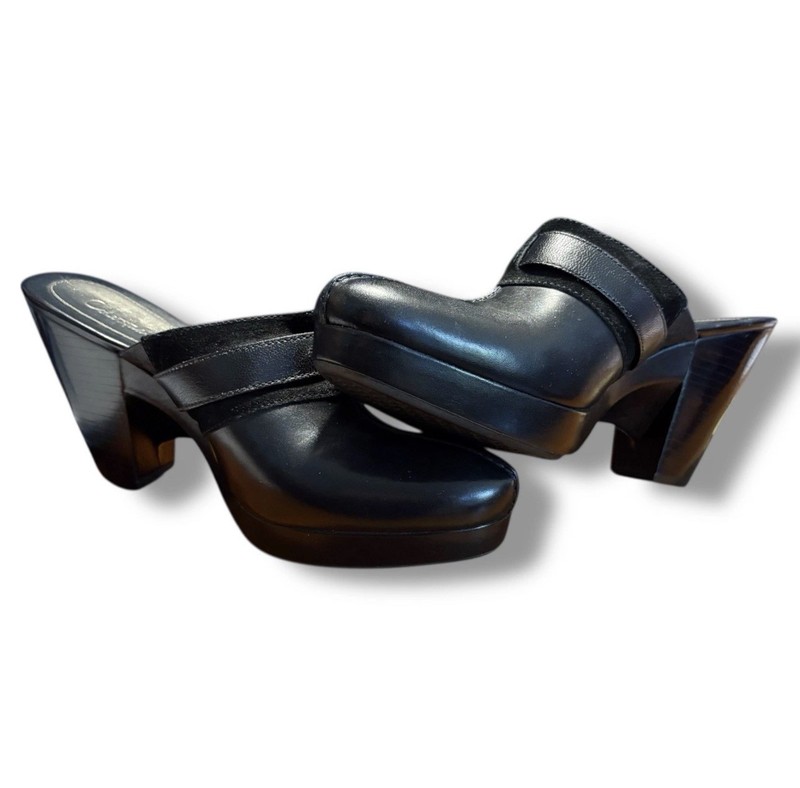 Cole Haan High Heel Mules Clogs Black Suede Leather gallery