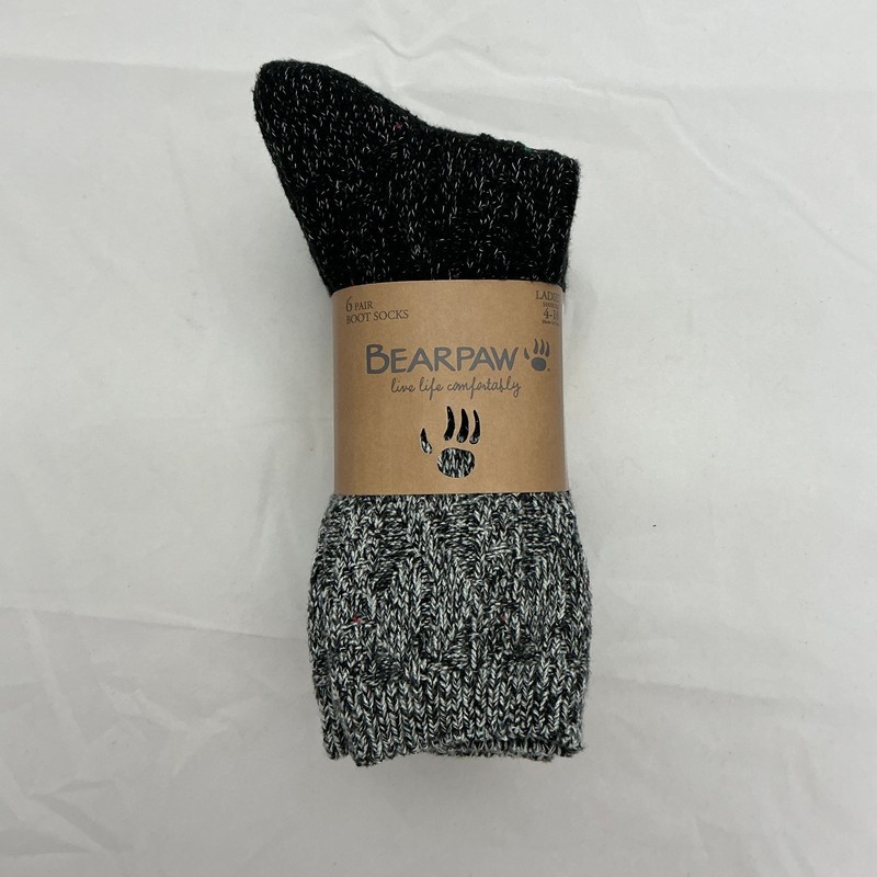 BEARPAW Womens Knit Boot Socks Cozy Comfort Crew 6 Pair Set Winter Warm NWT