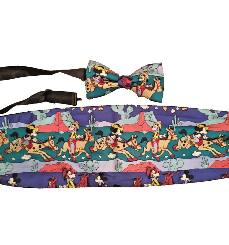 BALANCHINE DISNEY Mickey Mouse Goofy Cowboy themed bow tie cummerbund tux