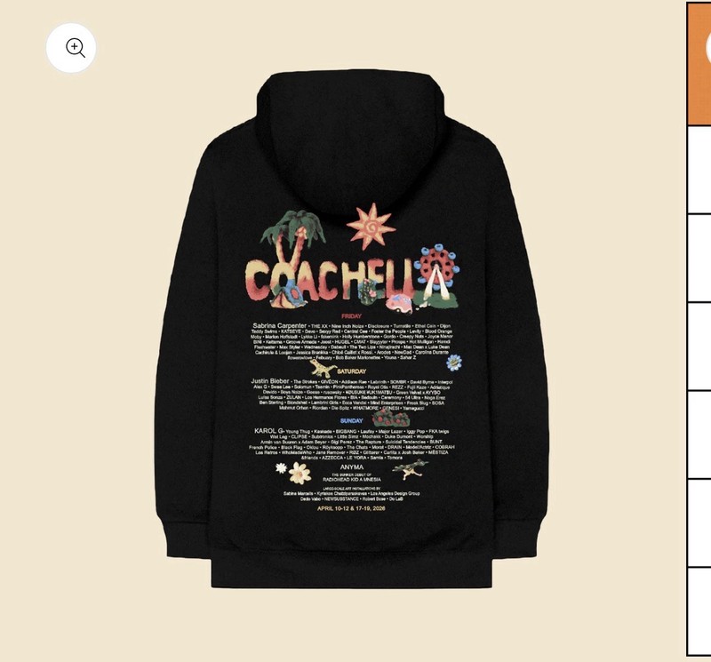 Coachella Felt Cute 2026 Line Up Hoodie Size M NWOT