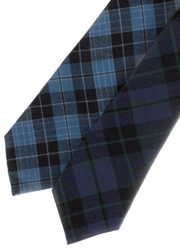 Tartan Tie Clergy Blue or Green Or Pocket Square Scottish Wool Plaid
