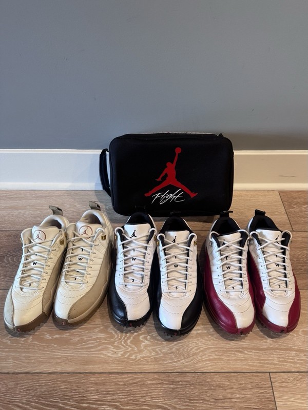 Nike Air Jordan 12 Low Golf Bundle – Size 9 – Cherry, Taxi & Driftwood + Jordan