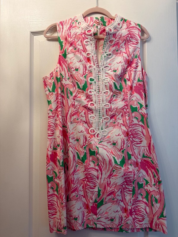 Lilly Pulitzer XL Size 14 Alexa Shift Dress Cotton Floral Pink Preppy Resort