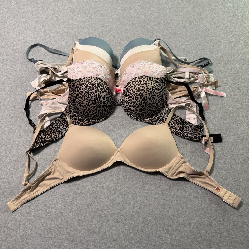 6-36C Bras. 2- Victoria Secret, 4-Pink By Victoria Secret. All But 1 Are Push Up