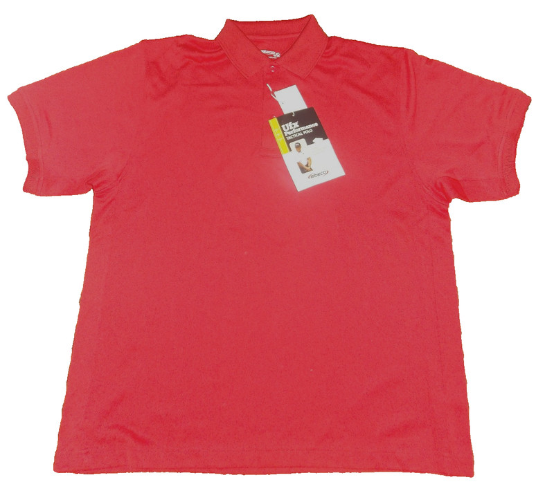NWT Elbeco UFX Polo Shirt Mens Performance Tactical Polo! Red/Short Sleeve/Large